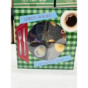 Mens Novelty Socks 4 Pack Breakfast Theme Gift Set Eggs Toast Coffee Funny Socks